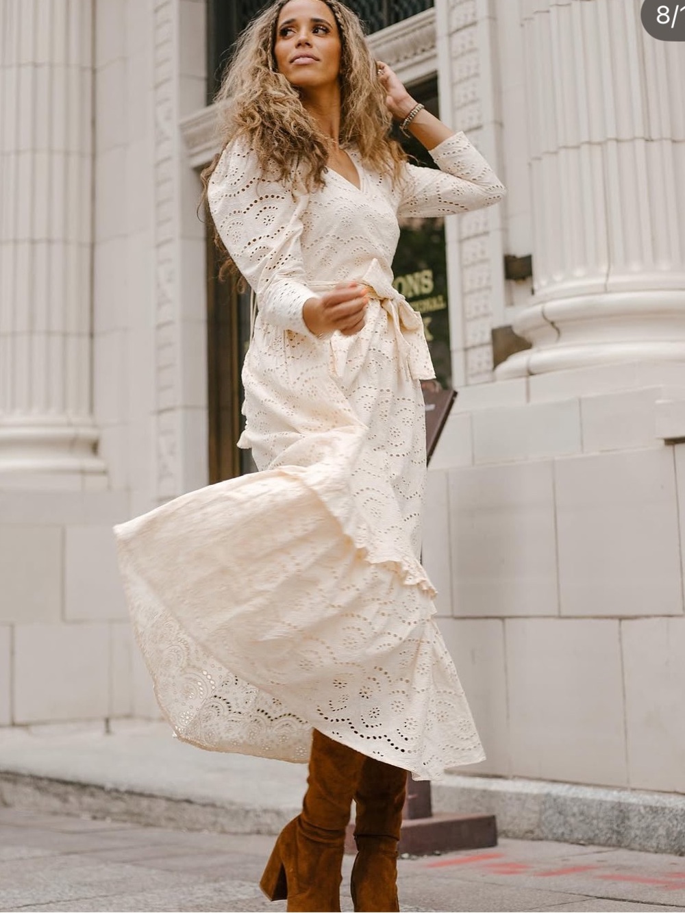 Ivy City ivory eyelet Ava maxi dress S